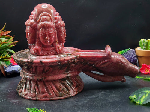 Panchmukhi Shiva Lingam/ Shivling in Rhodonite Stone: A Divine Masterpiece of Spiritual Harmony and Healing