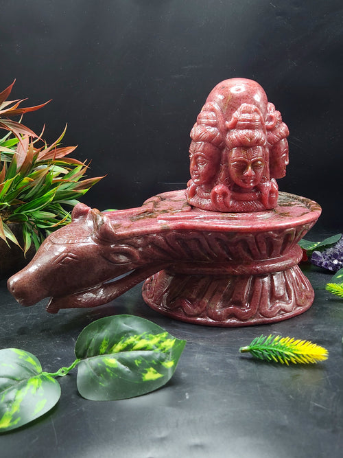 Panchmukhi Shiva Lingam/ Shivling in Rhodonite Stone: A Divine Masterpiece of Spiritual Harmony and Healing