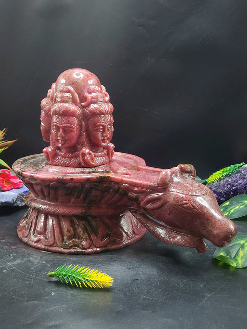 Panchmukhi Shiva Lingam/ Shivling in Rhodonite Stone: A Divine Masterpiece of Spiritual Harmony and Healing