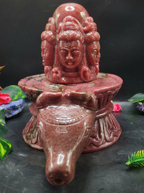 Panchmukhi Shiva Lingam/ Shivling in Rhodonite Stone: A Divine Masterpiece of Spiritual Harmony and Healing