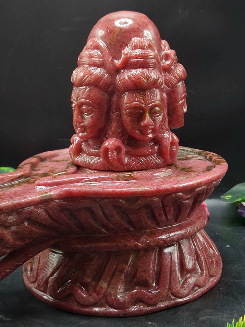 Panchmukhi Shiva Lingam/ Shivling in Rhodonite Stone: A Divine Masterpiece of Spiritual Harmony and Healing