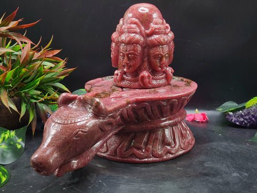 Panchmukhi Shiva Lingam/ Shivling in Rhodonite Stone: A Divine Masterpiece of Spiritual Harmony and Healing