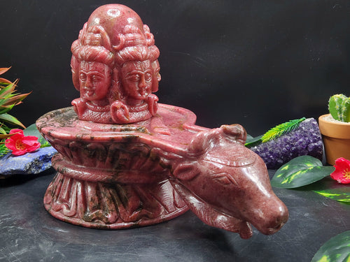 Panchmukhi Shiva Lingam/ Shivling in Rhodonite Stone: A Divine Masterpiece of Spiritual Harmony and Healing