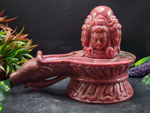 Panchmukhi Shiva Lingam/ Shivling in Rhodonite Stone: A Divine Masterpiece of Spiritual Harmony and Healing