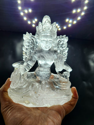 Clear Quartz Goddess Tara Carving: A Divine Addition to Your Home and Life | Reiki/Chakra/Healing/Energy | Home Decor