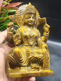 Goddess Laxmi Carving in Tiger Eye Gemstone: Elevate Your Home Space with Prosperity and Divine Blessings | Reiki/Chakra/Healing/Energy