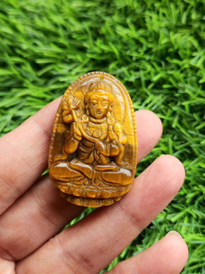 Kwan Yin Carved Pendant in Tiger Eye Gemstone – A Symbol of Divine Feminine Energy and Courage, Offering Emotional Healing, Spiritual Protection, and Inner Strength for the Modern Soul