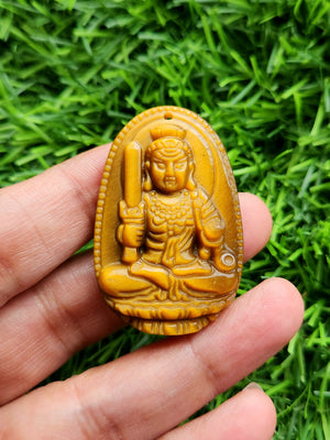 Acala Carved Pendant in Tiger Eye Stone – A Powerful Symbol of Protection, Inner Strength and Spiritual Discipline | Weight 16 gms | Gemstone Gift