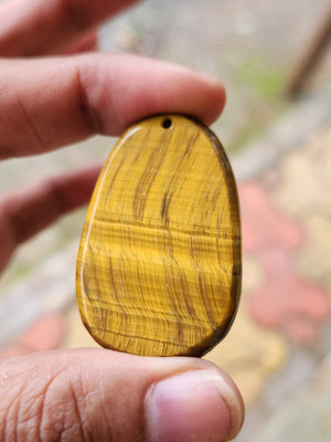 Acala Carved Pendant in Tiger Eye Stone – A Fierce Symbol of Protection, Willpower, and Spiritual Discipline | 1.7 in. Long | Weight 16 gms