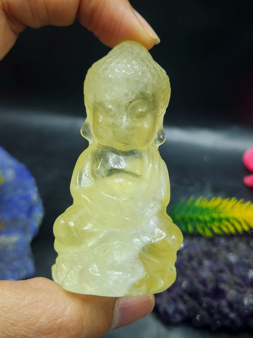 Baby Lord Buddha Carving in Citrine Gemstone – A Symbol of Peace, Positivity & Prosperity | Weight 68 gms