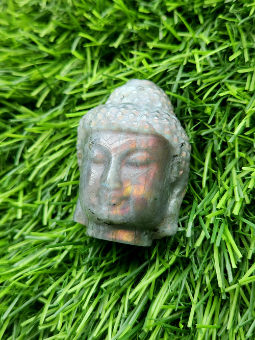 Lord Buddha Head Carving in Purple Labradorite: A Rare Gemstone Masterpiece for Peace, Meditation and Elegant Decor