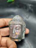 Lord Buddha Head Carving in Purple Labradorite: A Rare Gemstone Masterpiece for Peace, Meditation and Elegant Decor