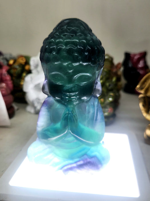 Baby Lord Buddha Carving in Multi Fluorite – A Stunning Symbol of Clarity, Balance and Spiritual Serenity | Weight 569 gms