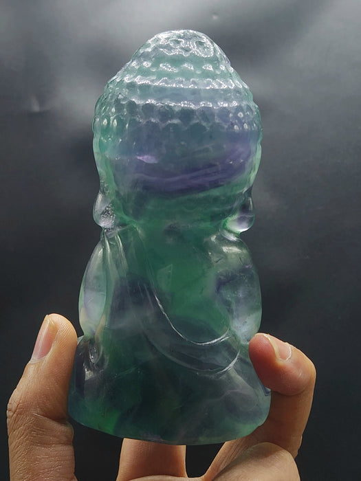 Baby Lord Buddha Carving in Multi Fluorite – A Stunning Symbol of Clarity, Balance and Spiritual Serenity | Weight 569 gms