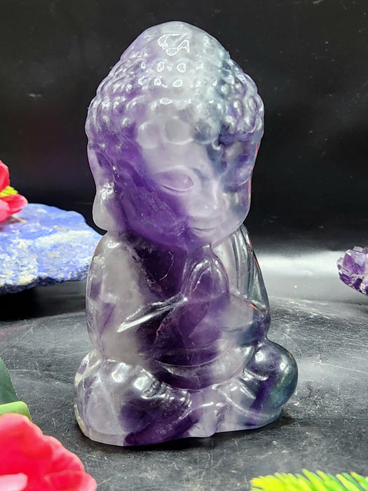 Baby Lord Buddha Carving in Multi Fluorite – A Spiritual Symbol of Peace, Healing and Balance | Reiki/Chakra/Healing/Energy | Home Decor