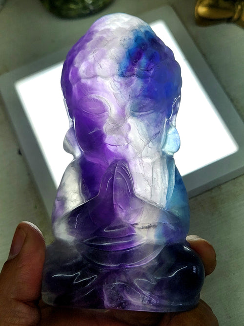 Baby Lord Buddha Carving in Multi Fluorite – A Spiritual Symbol of Peace, Healing and Balance | Reiki/Chakra/Healing/Energy | Home Decor