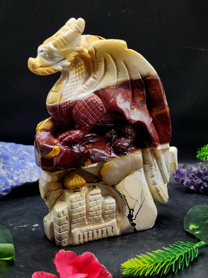 Mookaite Flying Dragon Carving – A Powerful Symbol of Strength, Transformation, and Earth Energy | Weight 750 gms
