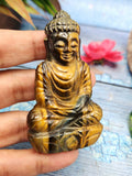 Lord Buddha Carving in Tiger Eye Gemstone – A Symbol of Peace, Strength & Spiritual Balance