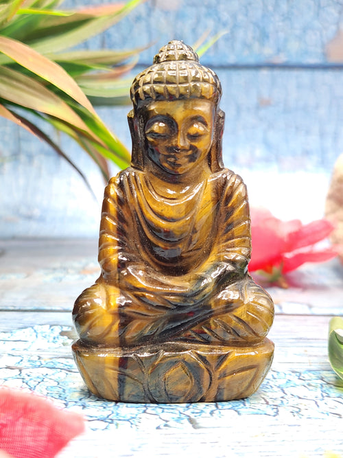 Lord Buddha Carving in Tiger Eye Gemstone – A Symbol of Peace, Strength & Spiritual Balance