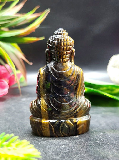 Lord Buddha Carving in Tiger Eye Gemstone – A Symbol of Peace, Strength & Spiritual Balance