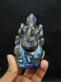 Lord Ganesh Statue in Labradorite Stone: Unlock Divine Power and Prosperity | Reiki/Chakra/Healing/Energy | Home Decor