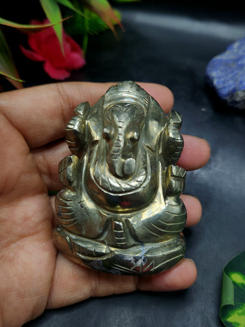 Lord Ganesh Statue in Pyrite – A Symbol of Prosperity, Protection and Divine Blessings