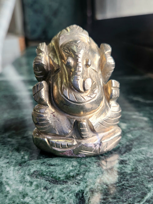 Lord Ganesh Statue in Pyrite – A Symbol of Prosperity, Protection and Divine Blessings