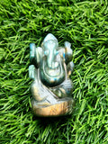 Lord Ganesha Statue in Labradorite Stone – A Sacred Blend of Spiritual Light and Inner Strength