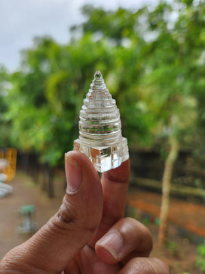 Sri Yantra in Clear Quartz Gemstone – A Sacred Symbol of Wealth, Energy Alignment, and Spiritual Awakening for Your Home and Office | Weight 23 gms | ONE PIECE ONLY