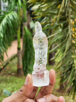Standing Kwan Yin Carving in Clear Quartz – A Radiant Symbol of Grace, Divine Protection and Spiritual Elevation | ONE PIECE ONLY