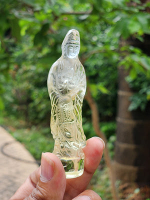 Standing Kwan Yin Carving in Citrine – A Divine Fusion of Compassion, Confidence and Prosperity for Your Sacred Space