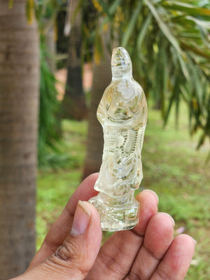 Standing Kwan Yin Carving in Citrine – A Divine Blend of Compassion, Confidence and Abundant Energy for Your Sacred Space