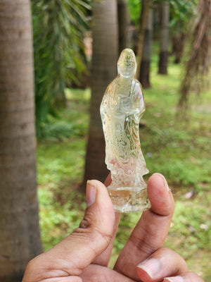 Standing Kwan Yin Carving in Citrine – A Divine Blend of Compassion, Confidence and Abundant Energy for Your Sacred Space