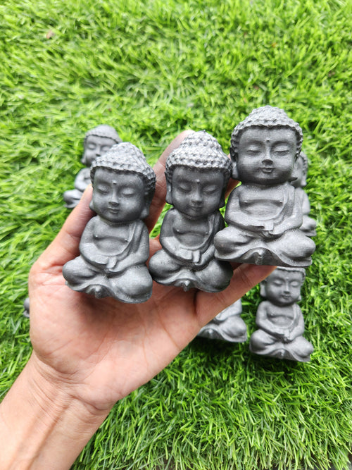 Baby Buddha Carving in Natural Raw Shungite – A Powerful Emblem of Protection, Peace and Grounded Energy for Your Home and Meditation Space | ONE PIECE ONLY