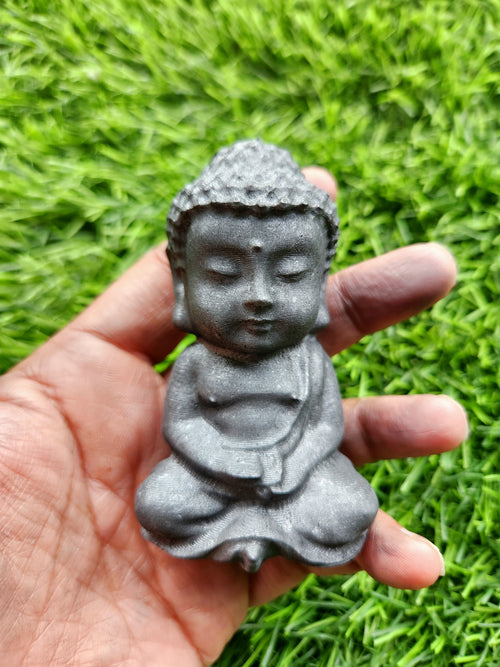 Baby Buddha Carving in Natural Raw Shungite – A Powerful Emblem of Protection, Peace and Grounded Energy for Your Home and Meditation Space | ONE PIECE ONLY