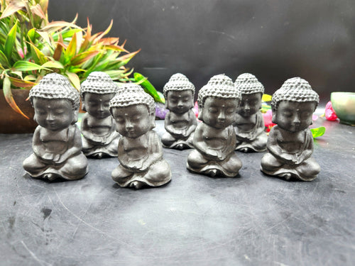 Baby Buddha Carving in Natural Raw Shungite – A Powerful Emblem of Protection, Peace and Grounded Energy for Your Home and Meditation Space | ONE PIECE ONLY