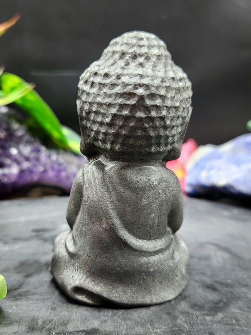 Baby Buddha Carving in Natural Raw Shungite – A Powerful Emblem of Protection, Peace and Grounded Energy for Your Home and Meditation Space | ONE PIECE ONLY