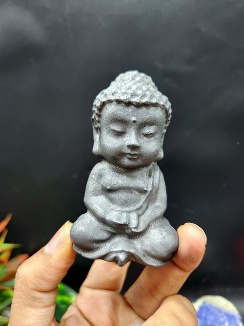 Baby Buddha Carving in Natural Raw Shungite – A Powerful Emblem of Protection, Peace and Grounded Energy for Your Home and Meditation Space | ONE PIECE ONLY