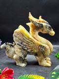 Flying Dragon Carving in Yellow Jade – Symbol of Power, Prosperity, and Protection