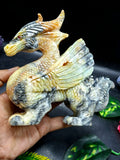 Flying Dragon Carving in Yellow Jade – Symbol of Power, Prosperity, and Protection