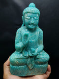 Lord Buddha Statue in Sitting Posture Carved from Amazonite Gemstone – A Divine Symbol of Peace, Blessings & Heart-Centered Energy