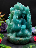 Lord Ganesha Statue in Amazonite Gemstone: Unlock Divine Power and Prosperity | Reiki/Chakra/Healing/Energy | Home Decor