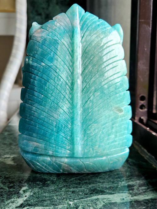 Lord Ganesha Statue in Amazonite Gemstone: Unlock Divine Power and Prosperity | Reiki/Chakra/Healing/Energy | Home Decor