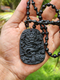 Black Obsidian Dragon Pendant with Obsidian Bead Mala: A Powerful Talisman for Protection and Transformation