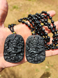 Black Obsidian Dragon Pendant with Obsidian Bead Mala: A Powerful Talisman for Protection and Transformation
