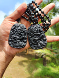 Black Obsidian Dragon Pendant with Obsidian Bead Mala: A Powerful Talisman for Protection and Transformation