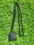 Black Obsidian Lord Buddha Face Pendant with Obsidian Bead Mala – A Symbol of Peace, Protection, and Prosperity | Gemstone Mala | Birthday Gift | Valentine gift | Mother's Day gift | ONE PEICE ONLY