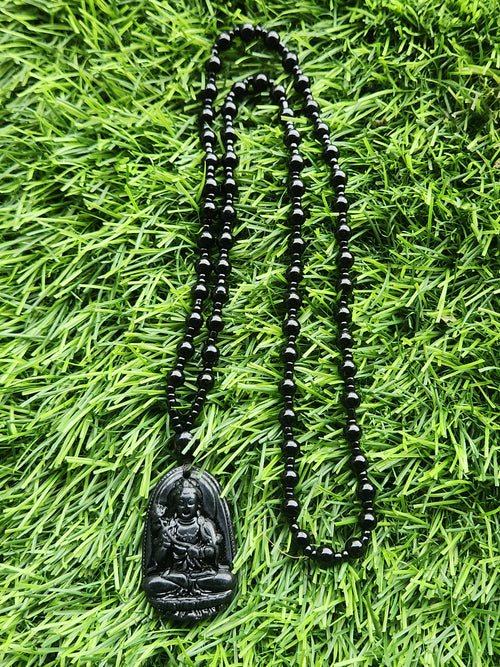 Black Obsidian Kwan Yin Pendant with Obsidian Bead Mala – A Sacred Blend of Peace, Protection, and Prosperity | Gemstone Mala | Birthday Gift | Valentine gift | Mother's Day gift | ONE PEICE ONLY