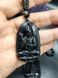 Black Obsidian Kwan Yin Pendant with Obsidian Bead Mala – A Sacred Blend of Peace, Protection, and Prosperity | Gemstone Mala | Birthday Gift | Valentine gift | Mother's Day gift | ONE PEICE ONLY