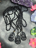 Black Obsidian Kwan Yin Pendant with Obsidian Bead Mala – A Sacred Blend of Peace, Protection, and Prosperity | Gemstone Mala | Birthday Gift | Valentine gift | Mother's Day gift | ONE PEICE ONLY